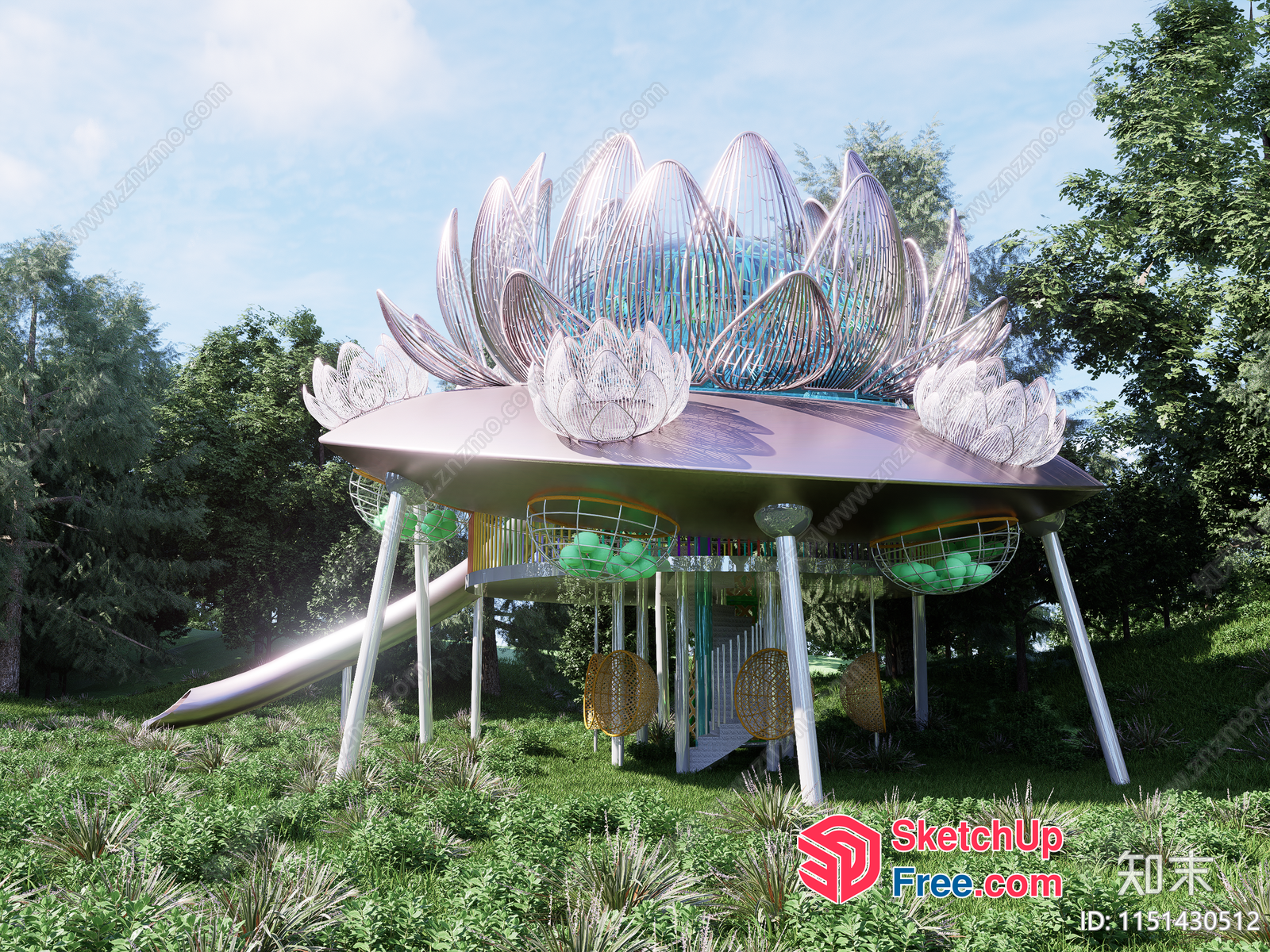 Lotus Flower-Shaped Playground Structure 3D SketchUp File