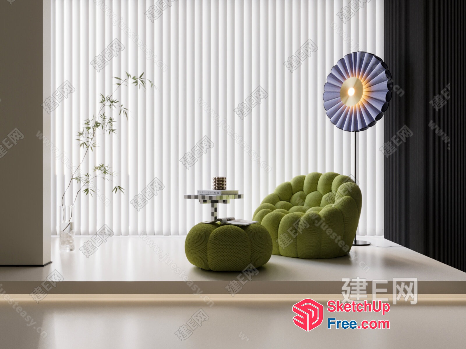 Modern Minimalist Green Interior 3D SketchUp File