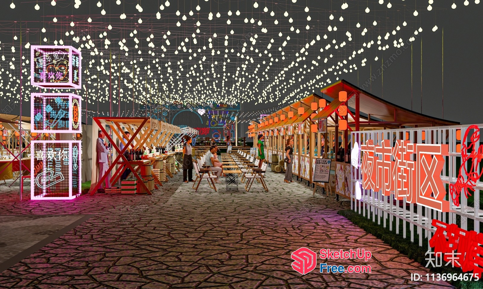 Night Market Interior Design 3D SketchUp File