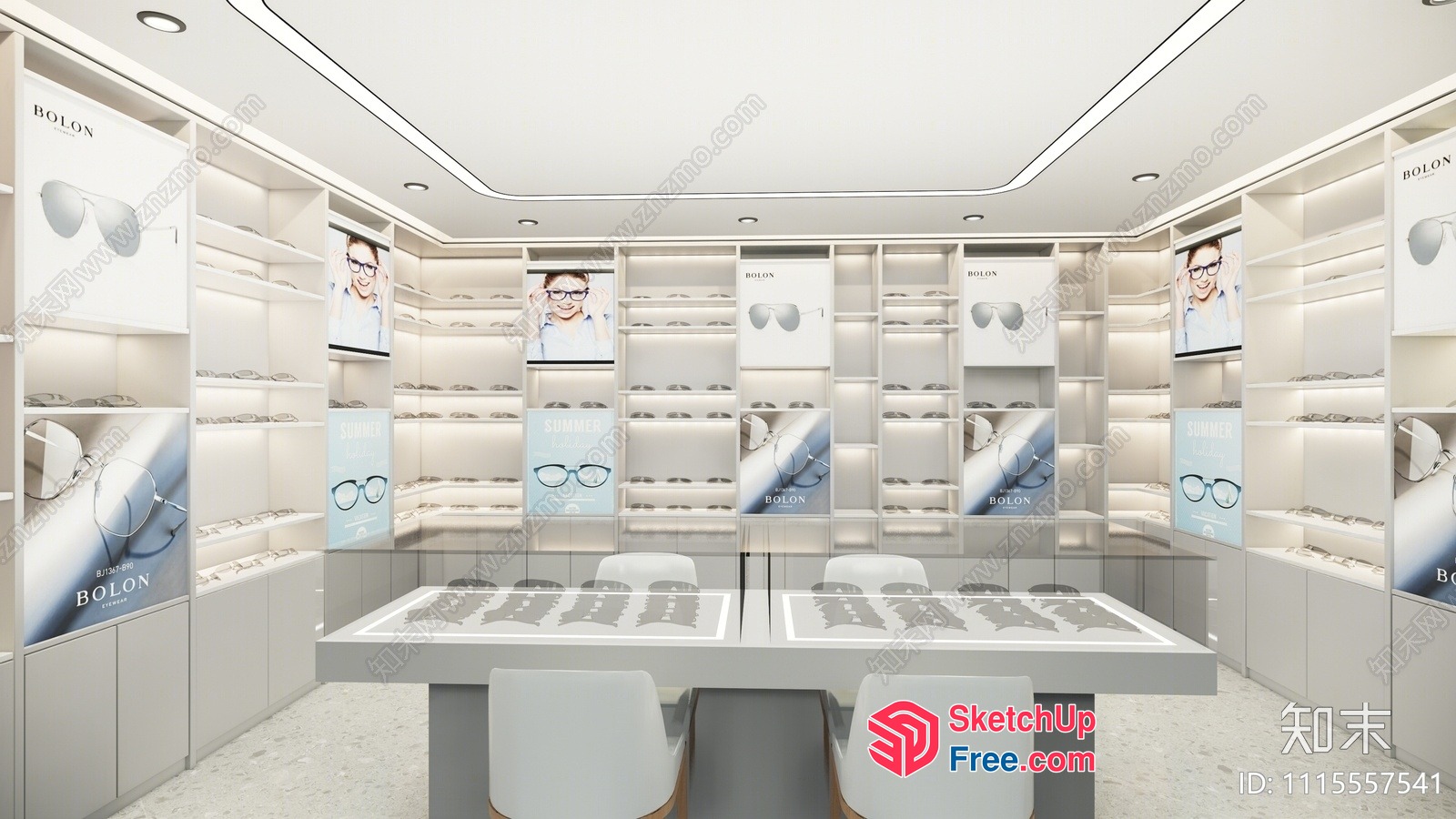 Eyeglasses Shop Interior With Display Cabinets And Chairs 3D SketchUp File