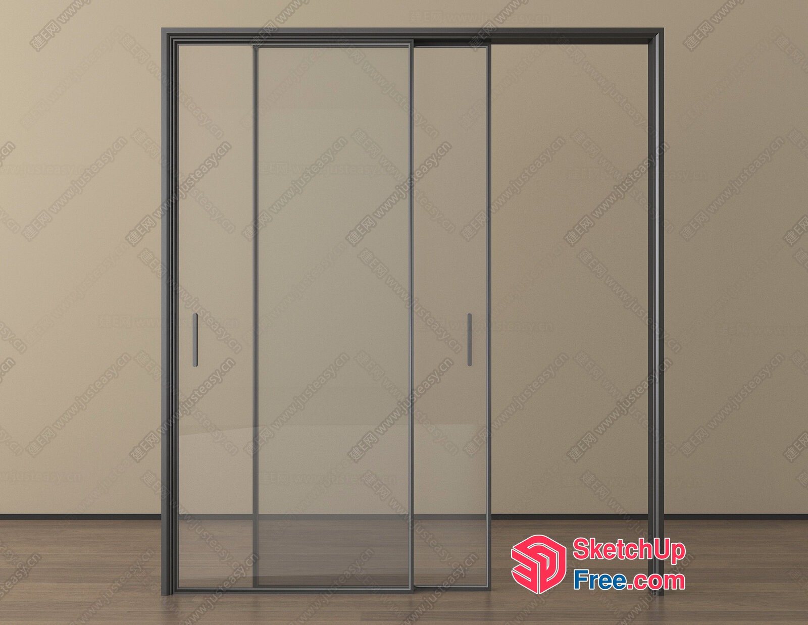 Modern Glass Sliding Door Interior 3D SketchUp File