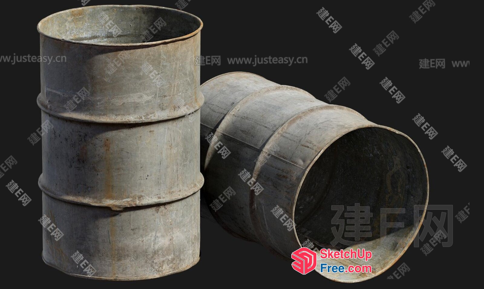 Rustic Industrial Metal Cylindrical Containers 3D SketchUp File