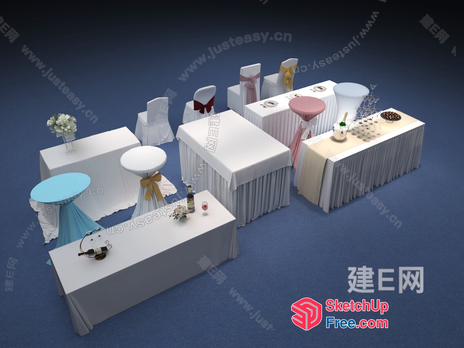 Wedding Reception Tables And Chairs Setup 3D SketchUp File