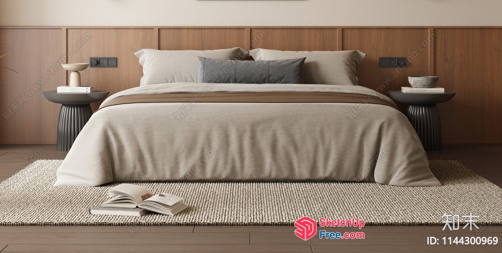 Modern Minimalist Bedroom With Neutral Color Scheme 3D SketchUp File