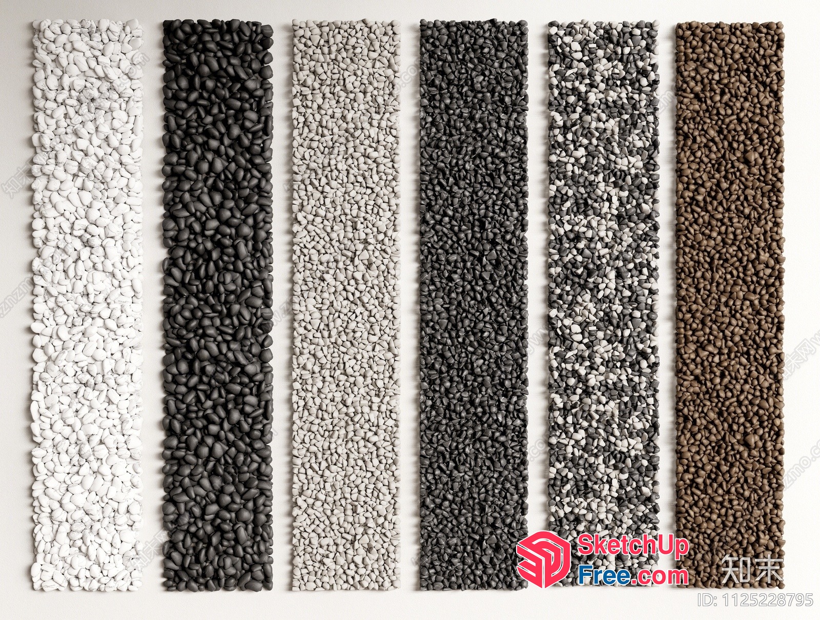 Pebble Arrangement In Various Colors And Sizes 3D SketchUp File