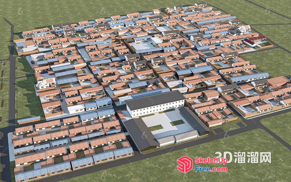 3D Model Of A Large Village 3D SketchUp File