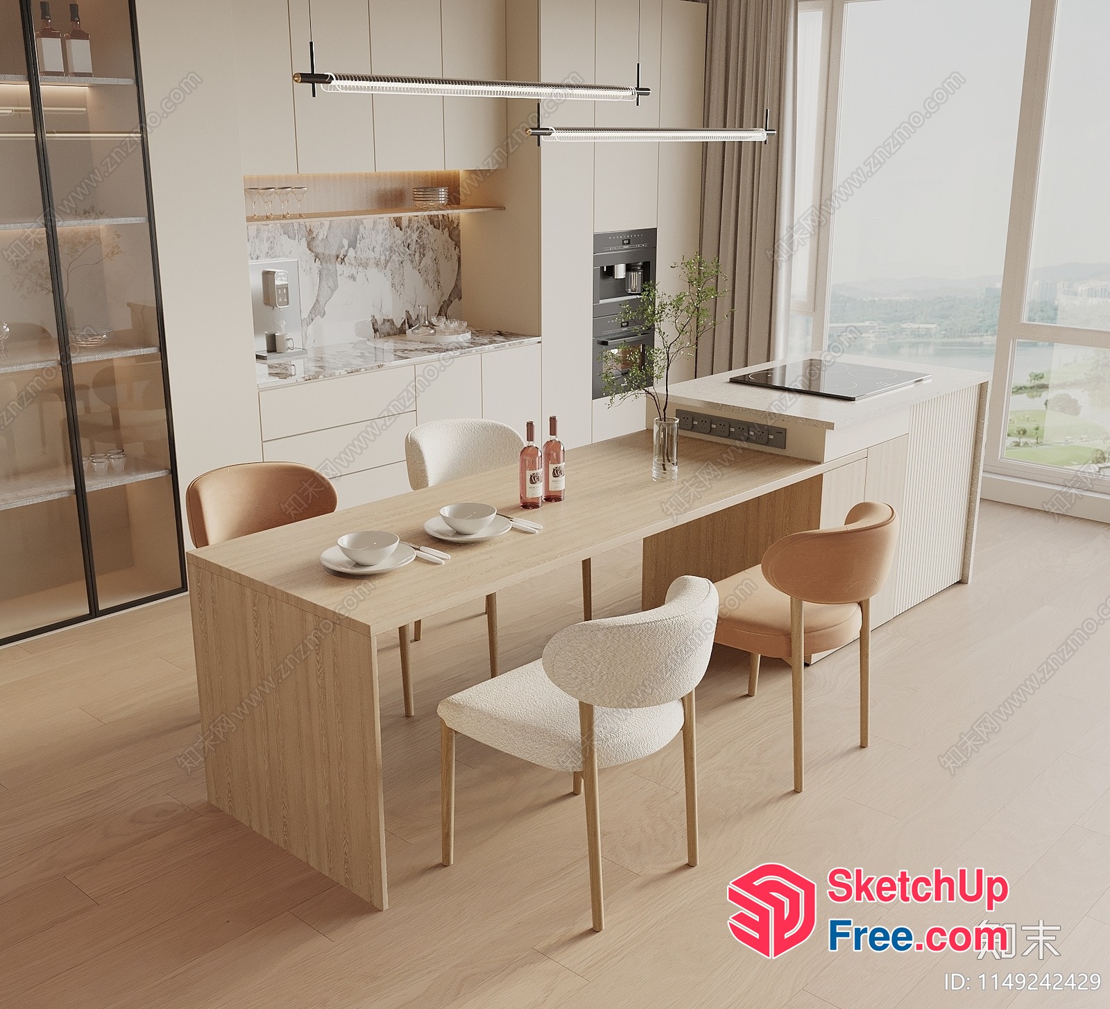 Modern Minimalist Kitchen Dining Room 3D SketchUp File