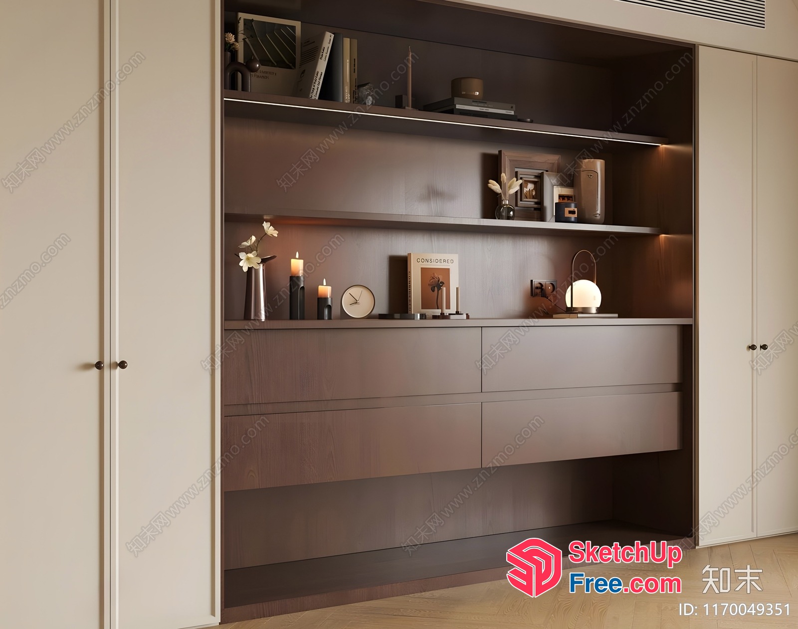 Modern Minimalist Interior Design With Decorative Shelf 3D SketchUp File