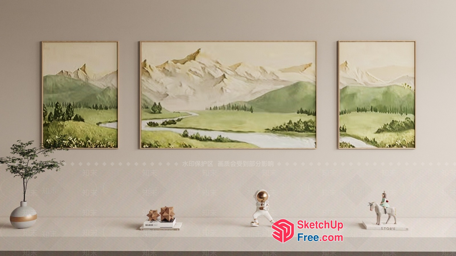 Minimalist Modern Landscape Artwork Collection 3D SketchUp File