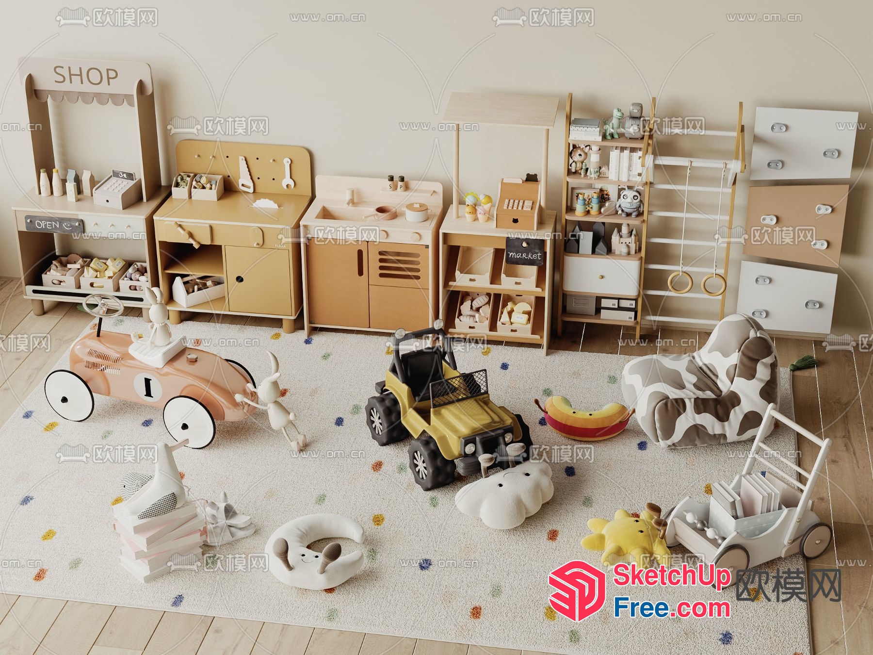 Child-Friendly Playroom With Modern Decor 3D SketchUp File
