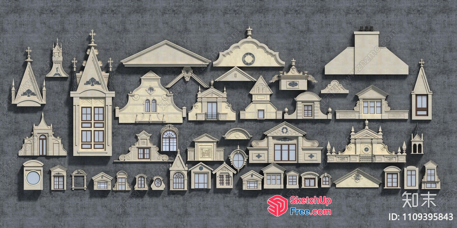 Architectural Roof And Window Elements 3D SketchUp File