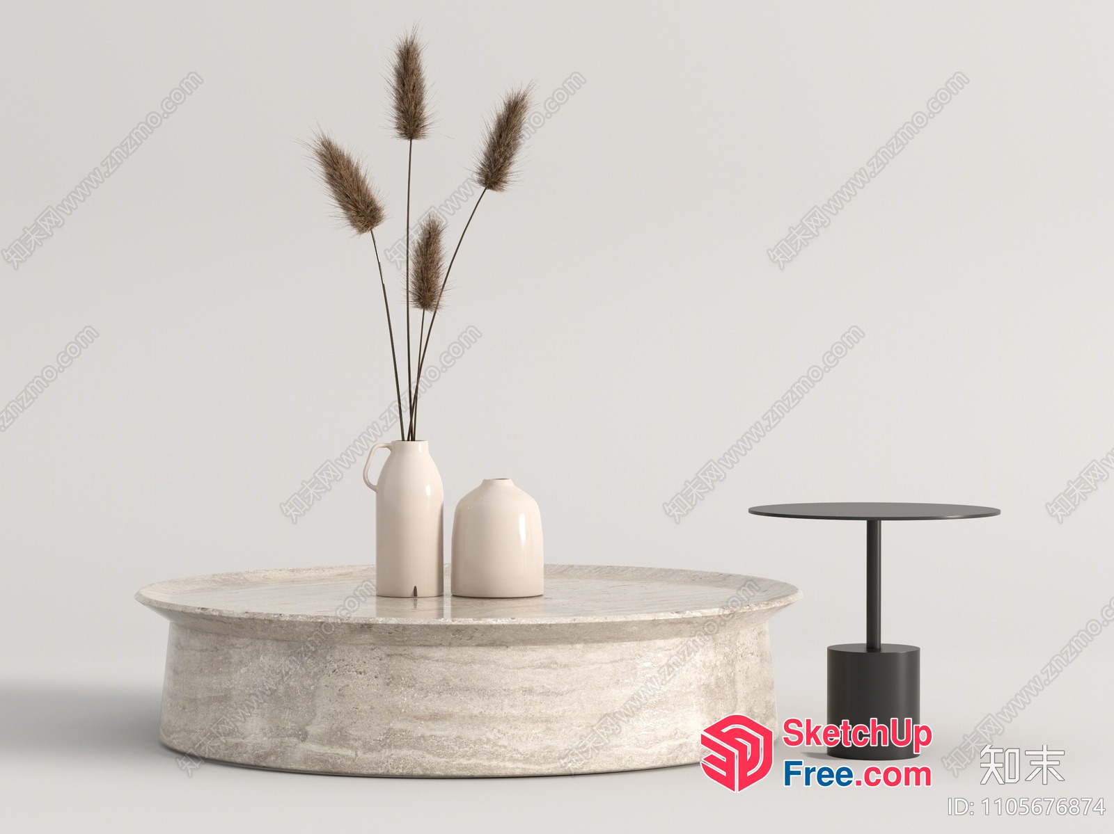 Modern Interior With White Table And Vase 3D SketchUp File