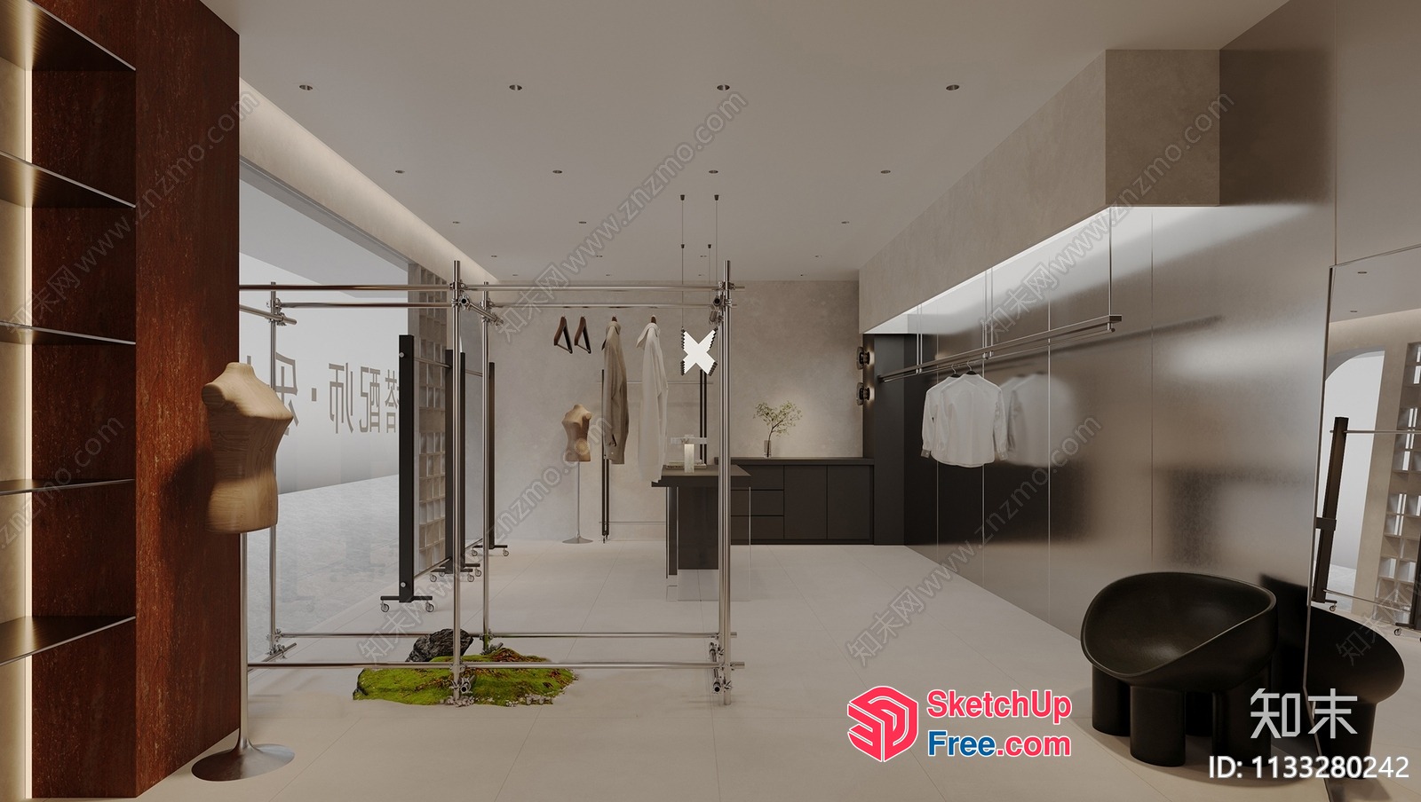 Modern Minimalist Fashion Boutique Interior 3D SketchUp File