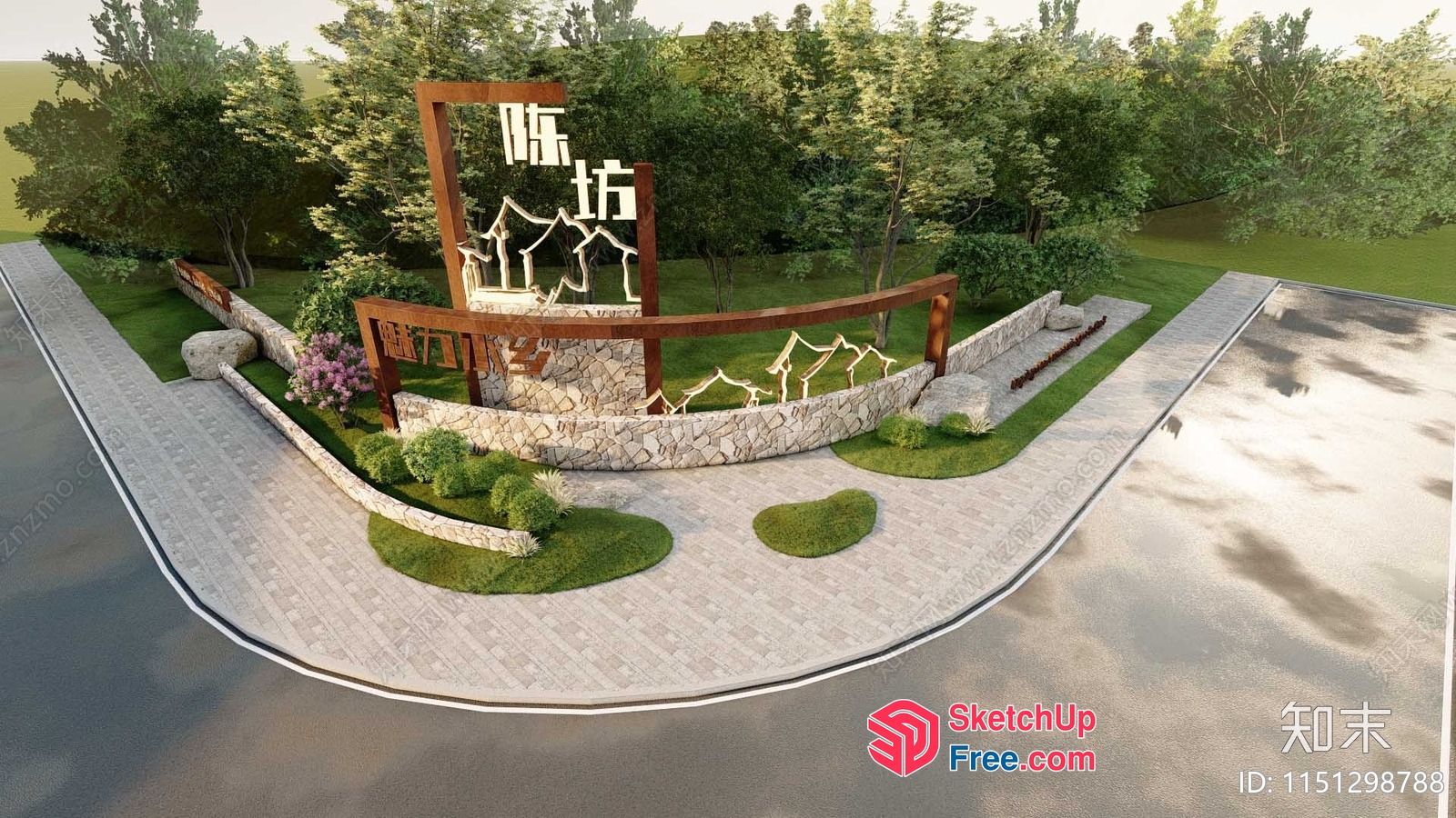 Serene Japanese-Inspired Entrance 3D SketchUp File