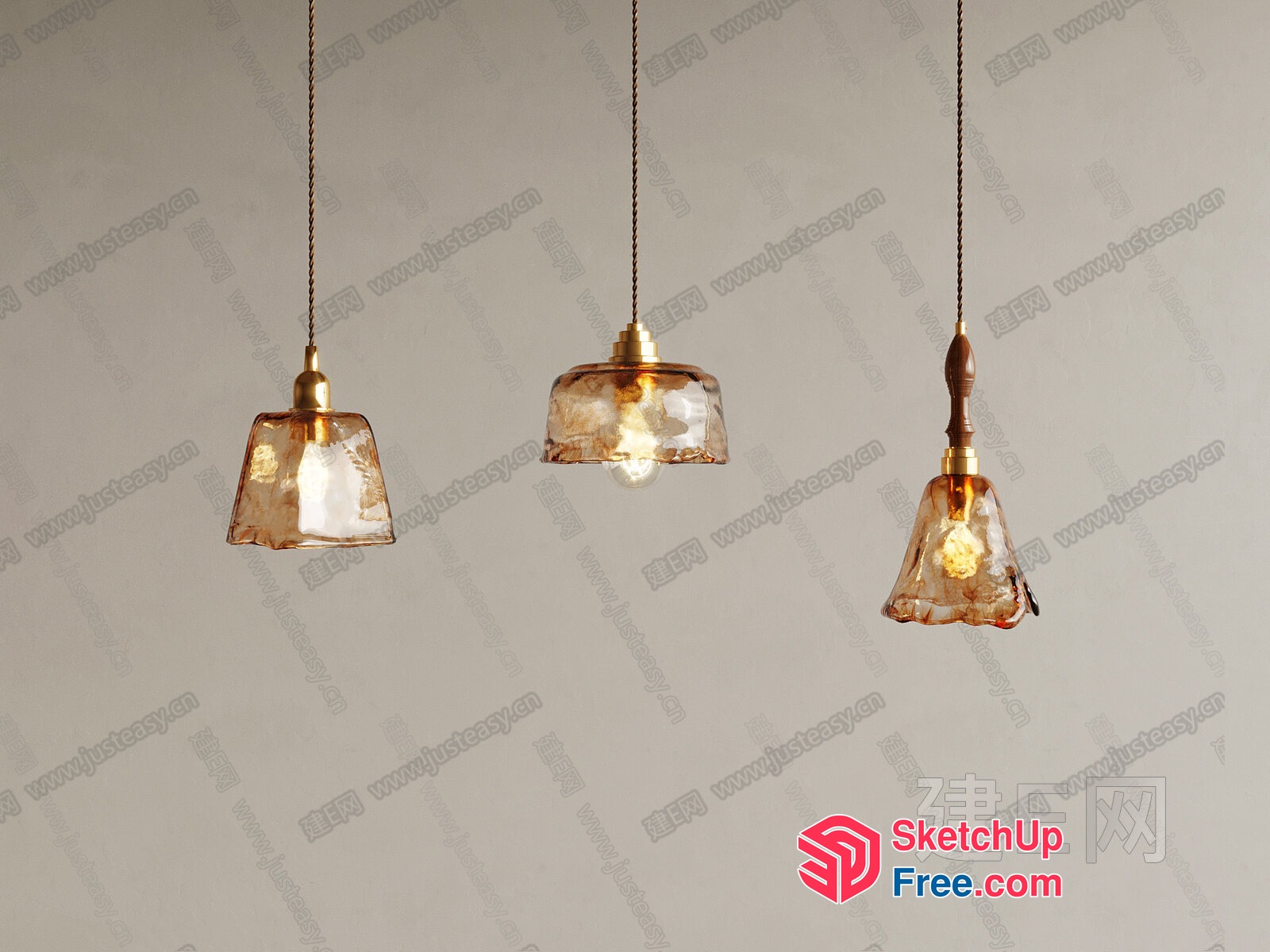 Vintage-Style Glass Pendant Lights 3D SketchUp File