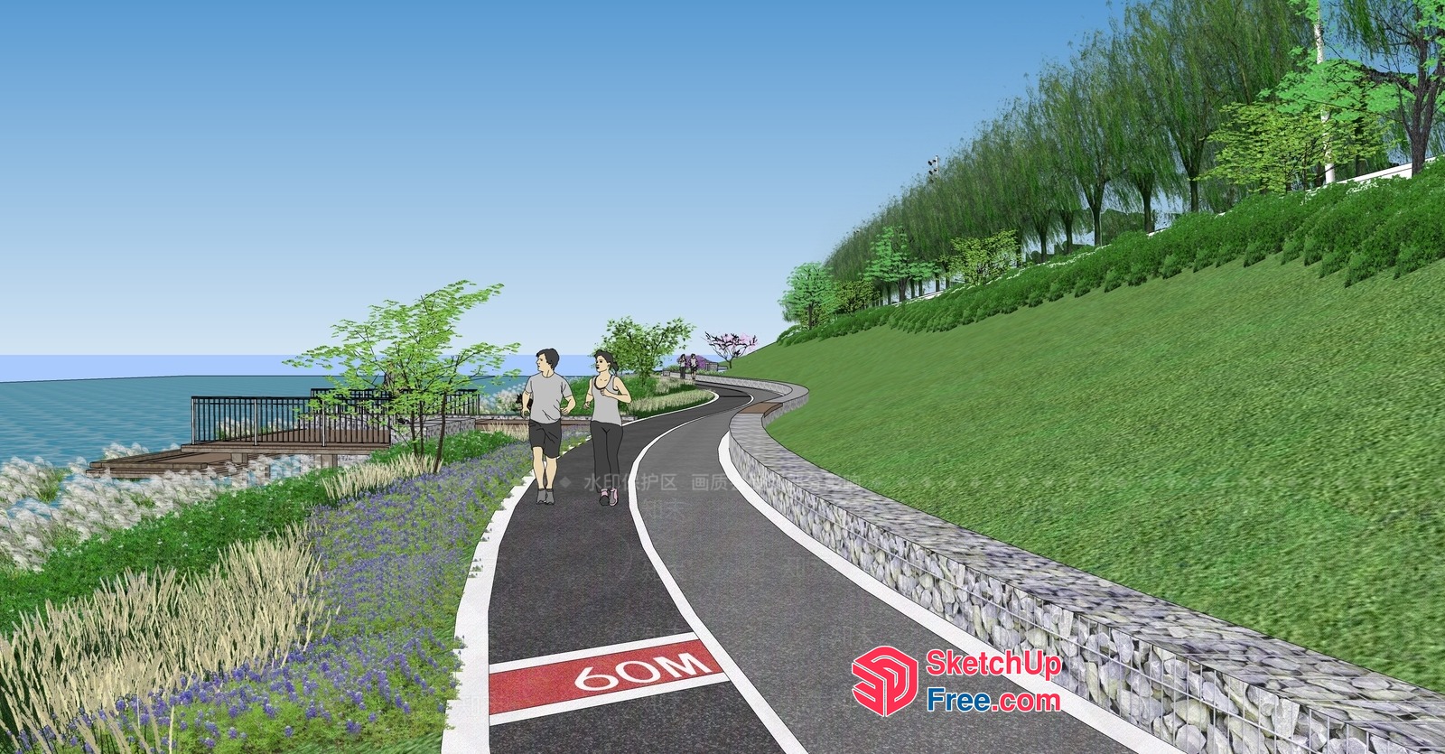 Running Path Along The Coast 3D SketchUp File