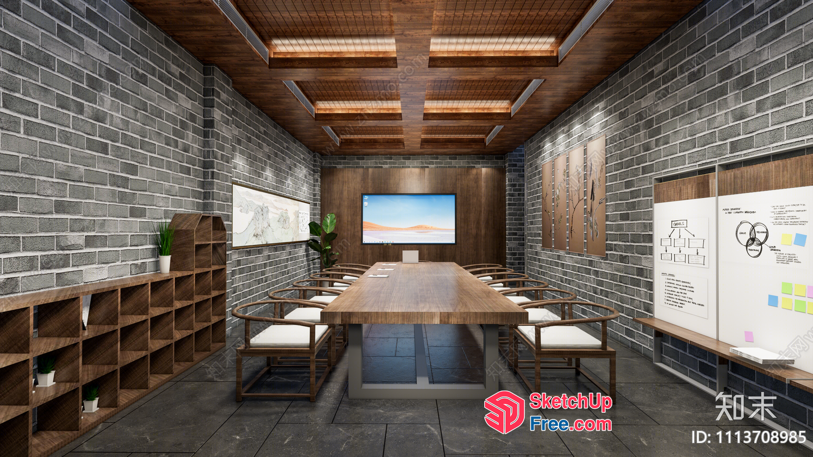 Modern Conference Room Interior With Industrial Style 3D SketchUp File