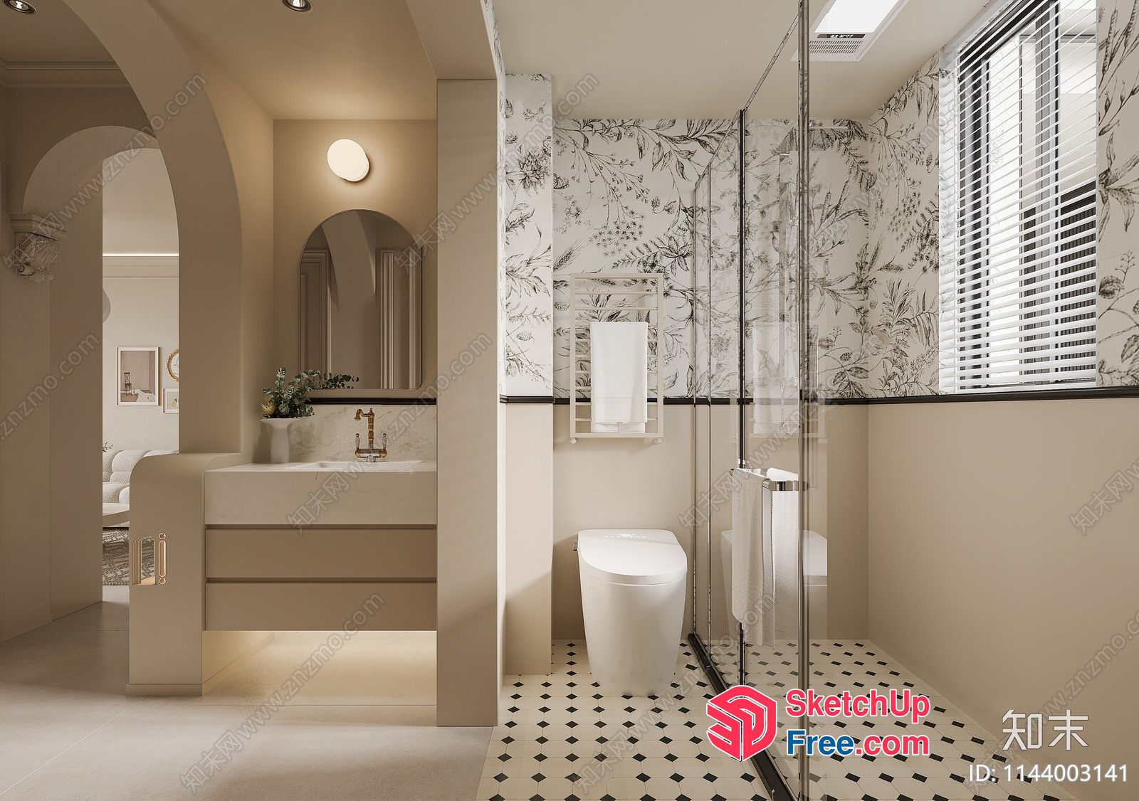Elegant And Modern Bathroom Decor 3D SketchUp File