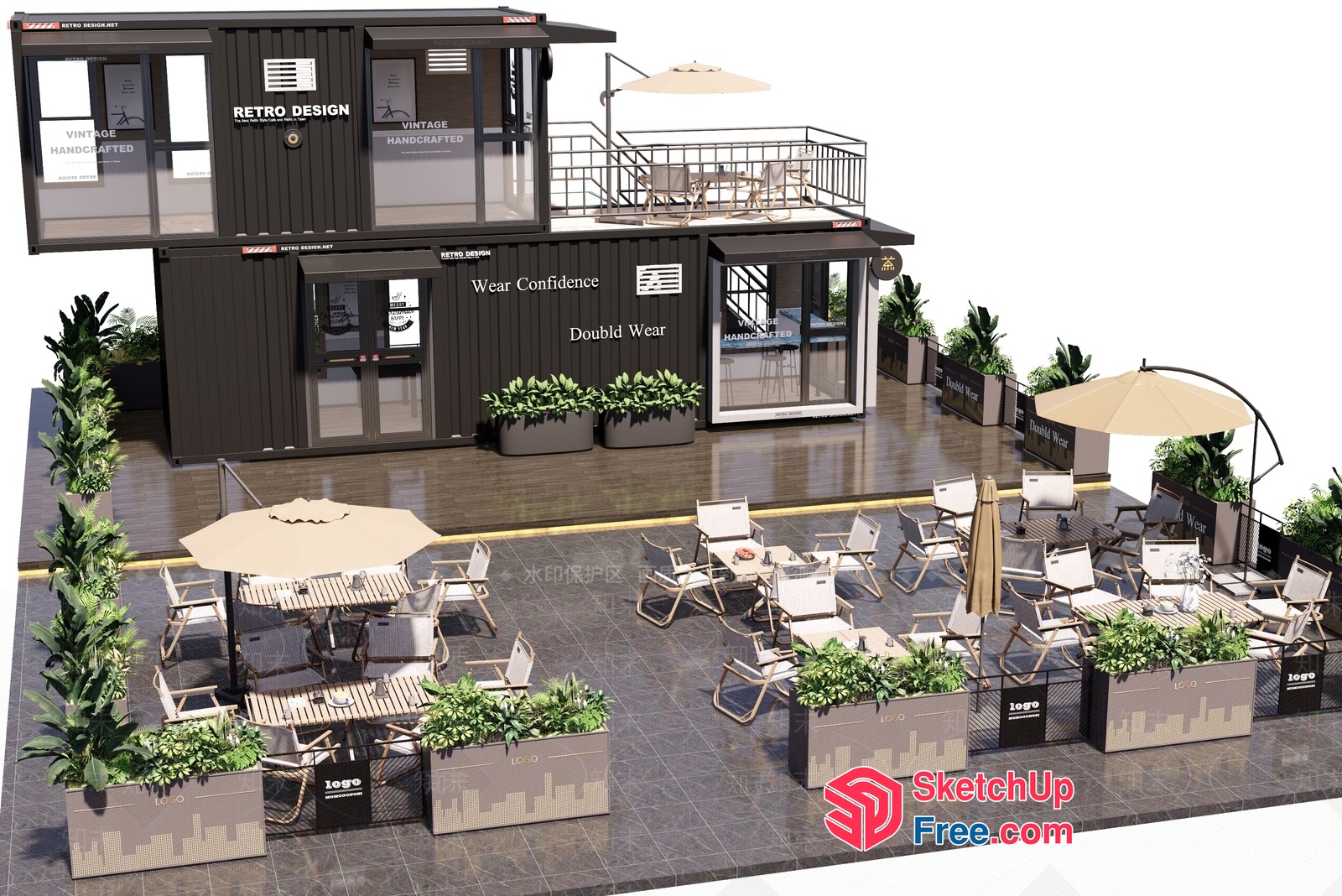 Exterior Decor For A Modern Street Scene 3D SketchUp File