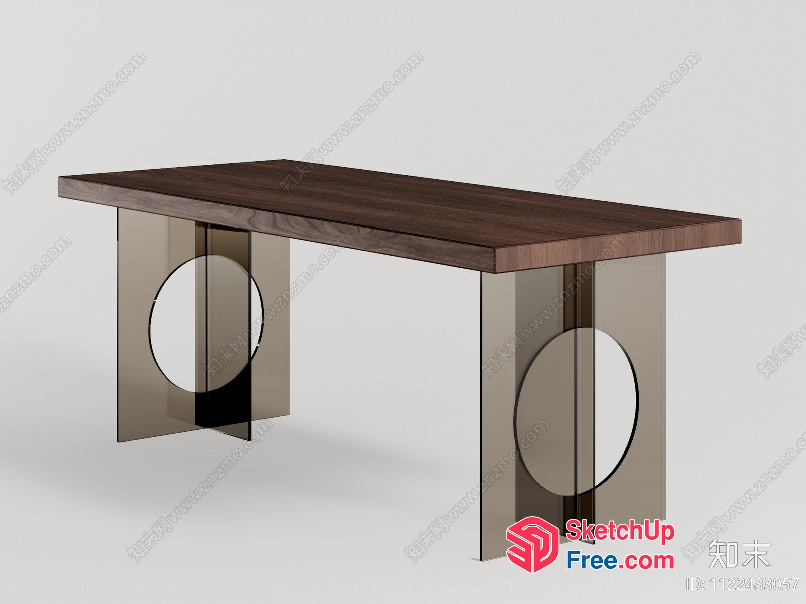 Modern Glass And Wood Desk 3D SketchUp File
