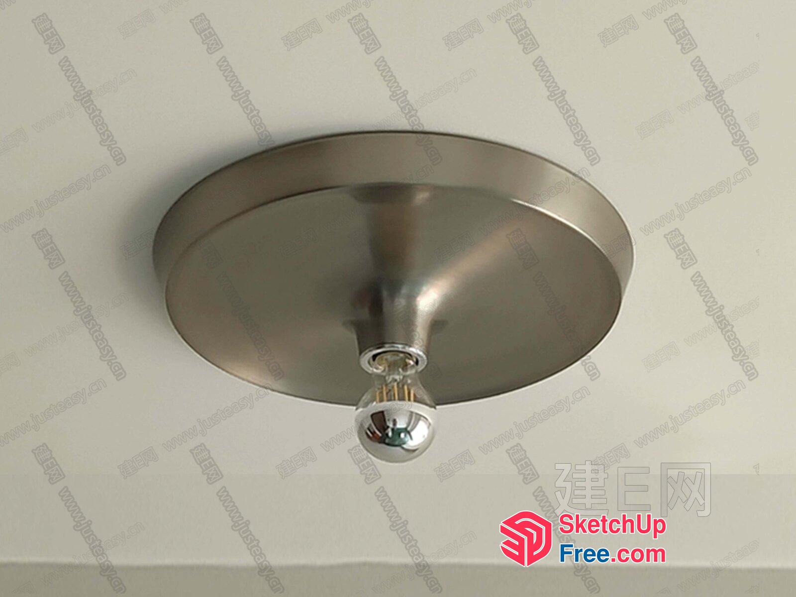 Silver Dome Light Fixture With A Single Bulb 3D SketchUp File