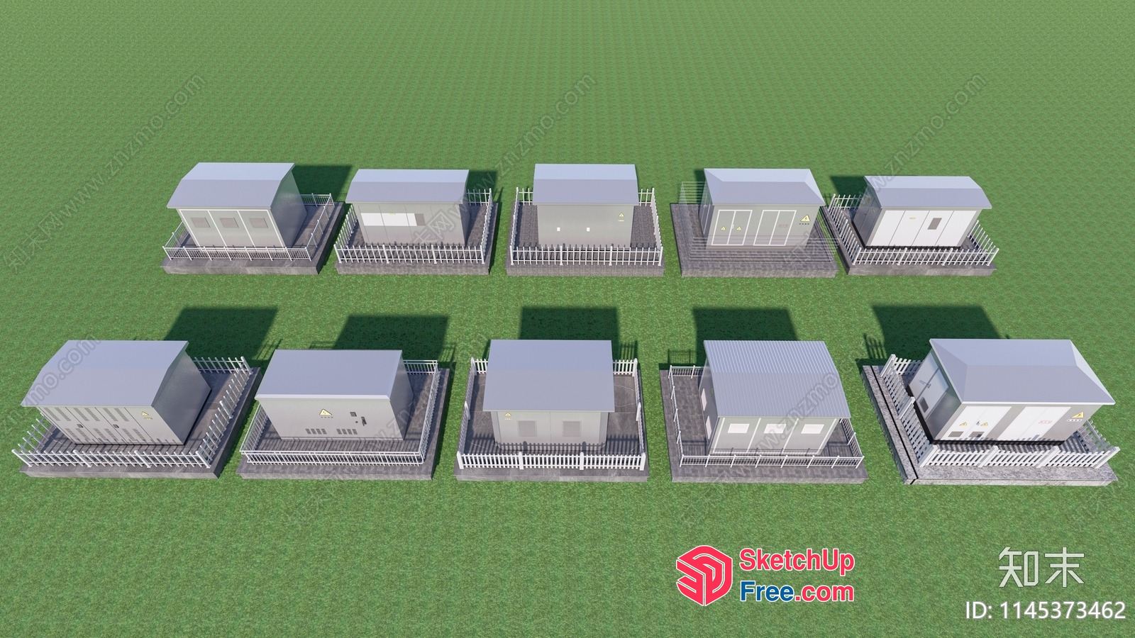 3D Rendering Of Small Houses On A Green Lawn 3D SketchUp File