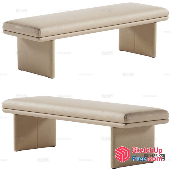 Modern Creamy Style Bench 3D SketchUp File