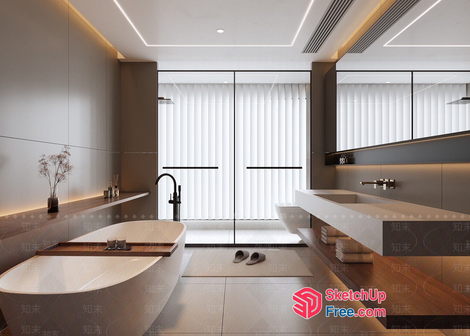 Elegant Modern Bathroom Interior Design 3D SketchUp File