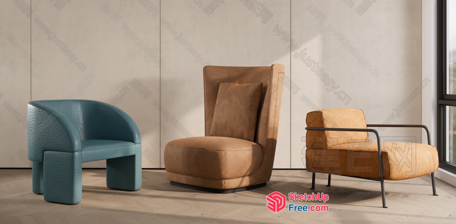 Modern And Sleek Living Room Chairs 3D SketchUp File