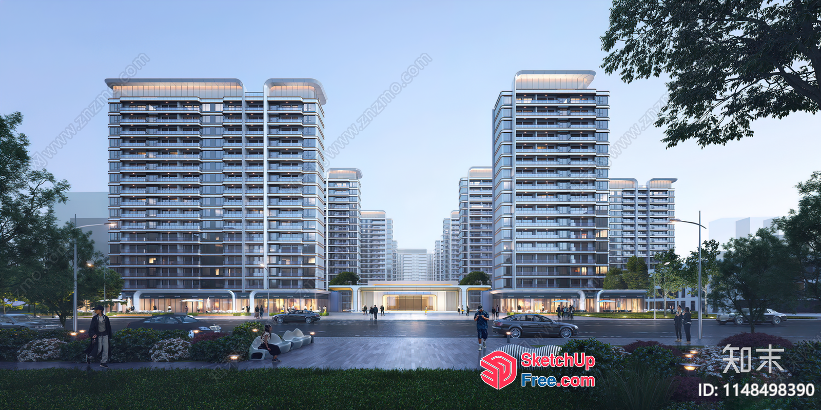 Modern Urban Cityscape With High-Rise Buildings 3D SketchUp File