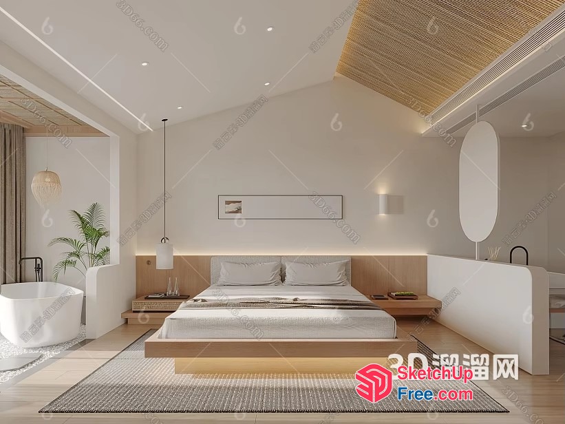 Modern Minimalist White And Wood Interior 3D SketchUp File