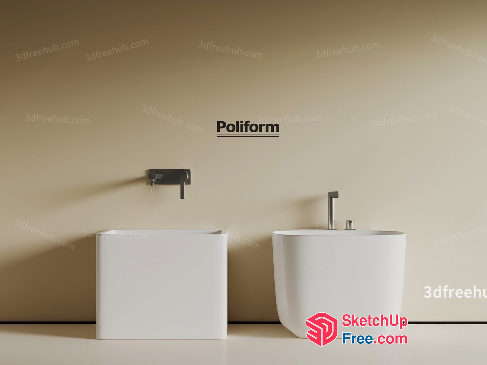 Modern Bathroom Sink And Faucet 3D SketchUp File