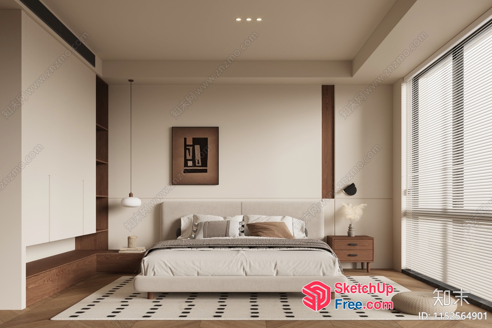 Modern Minimalist Bedroom Interior 3D SketchUp File