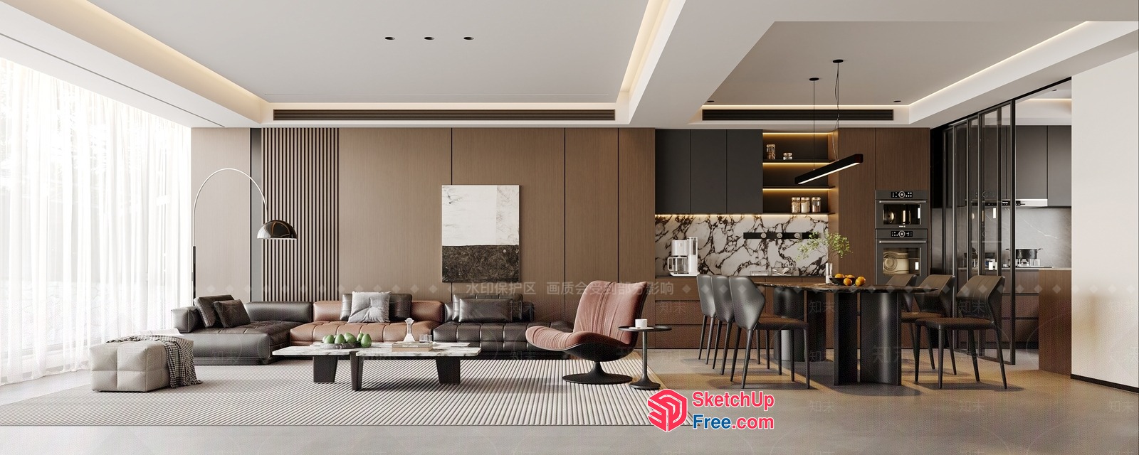 Modern Minimalist Living Room With Sleek Furniture 3D SketchUp File
