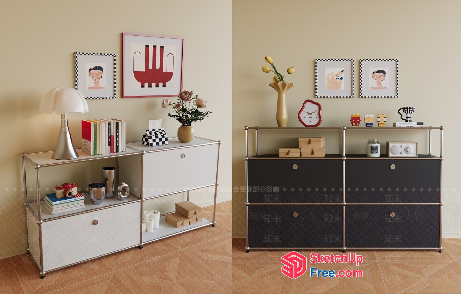 Minimalist Furniture Arrangement With Vintage Style Decor 3D SketchUp File