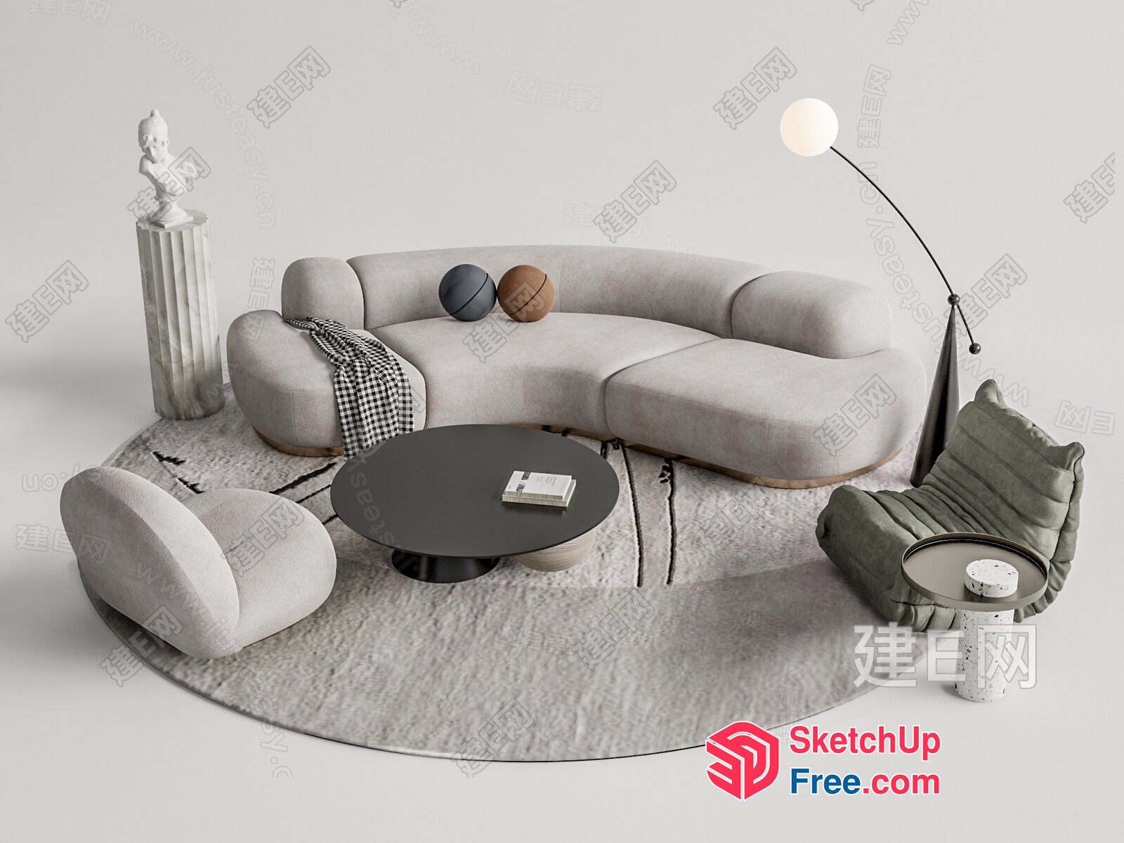 Modern Minimalist Living Room Decor 3D SketchUp File