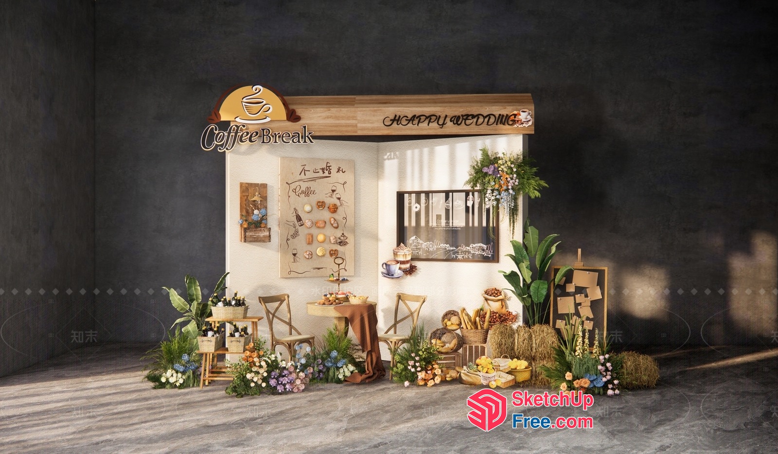Cozy Coffee Break Scene 3D SketchUp File