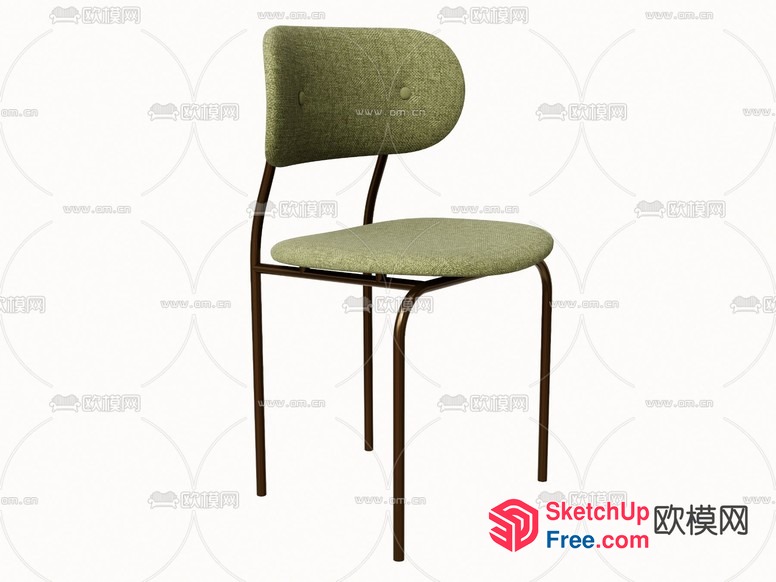 Simple Green Chair With Brown Legs 3D SketchUp File
