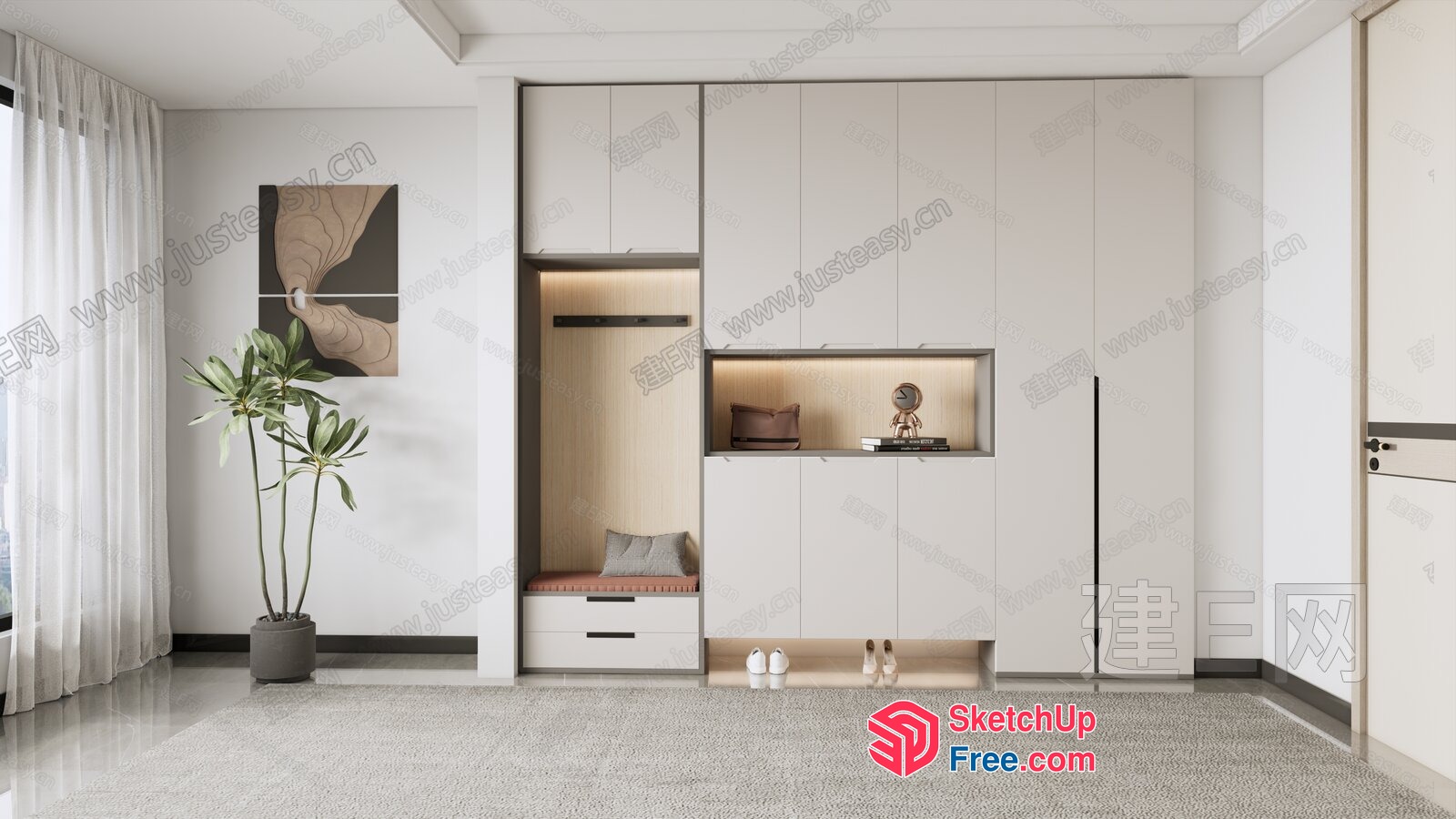 Modern Minimalist White Living Room With Elegant Furniture 3D SketchUp File