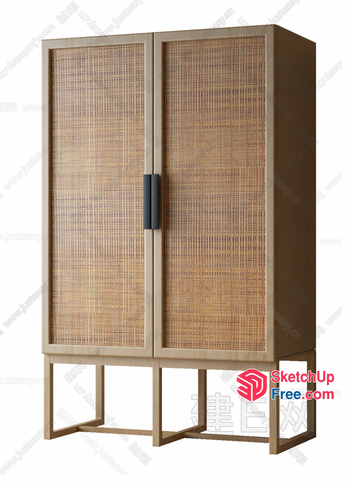 Rattan Cabinet With Doors 3D SketchUp File