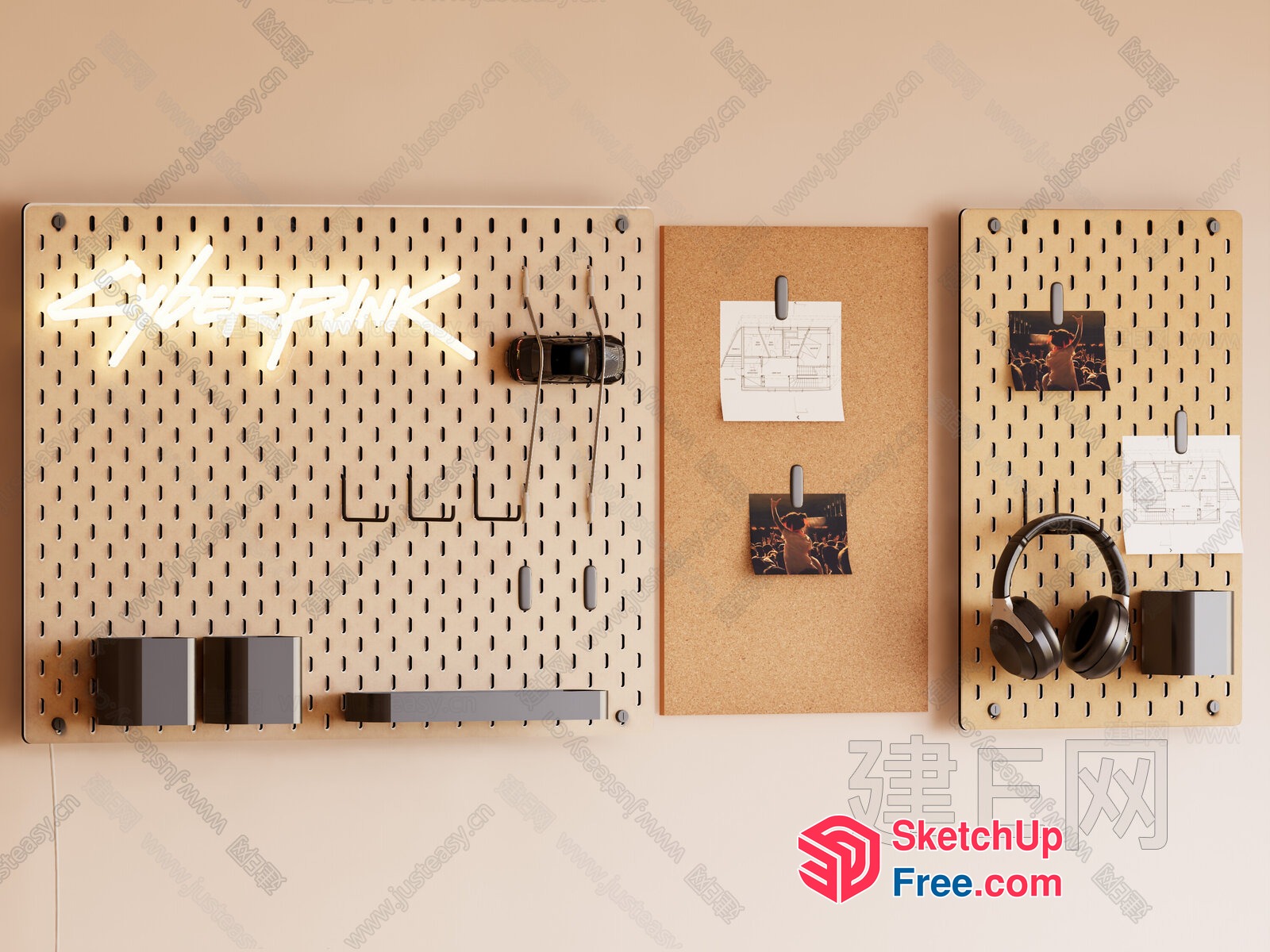 Decorative Wall Organizer With Storage And Display Options 3D SketchUp File