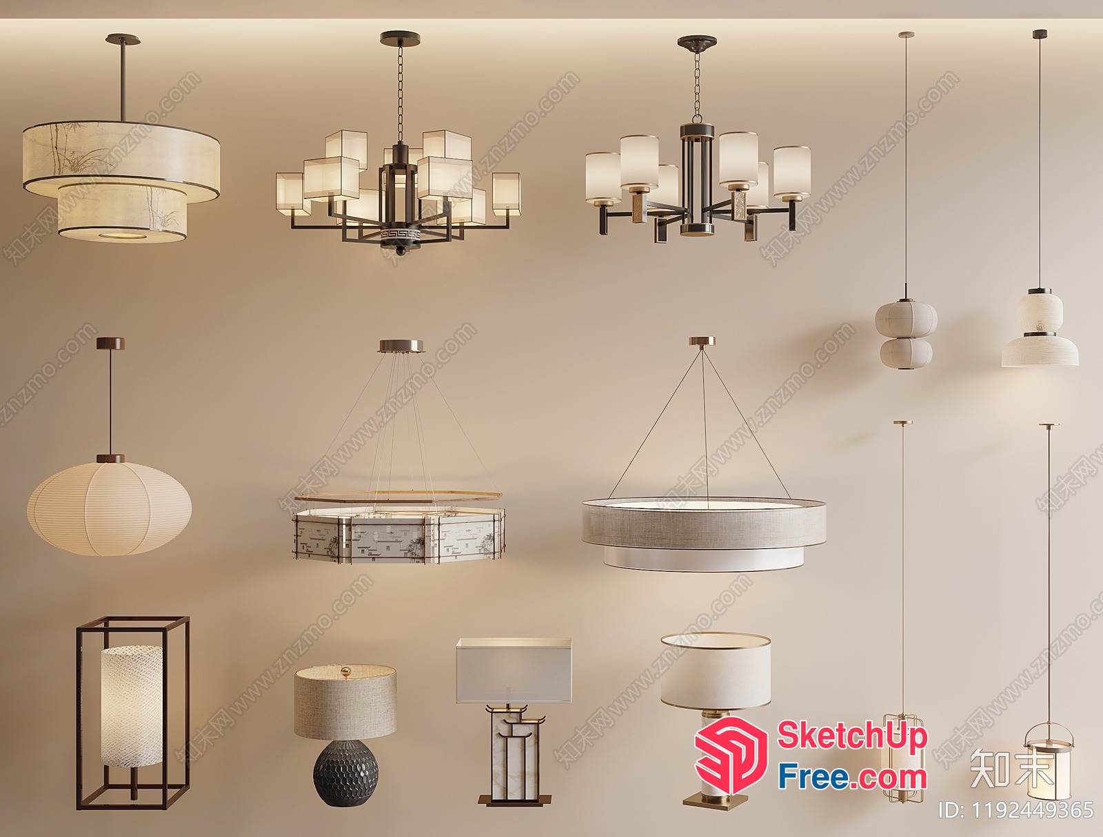 Elegant Modern Hanging Lighting Fixtures 3D SketchUp File