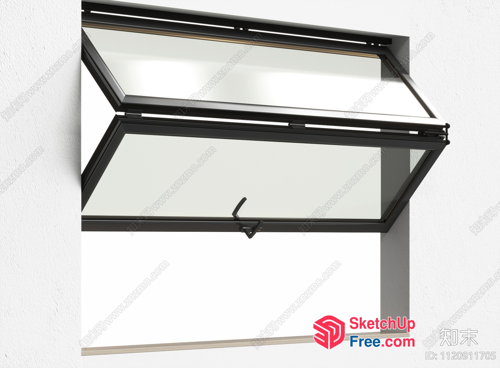 Black Window Frame With White Glass Panels 3D SketchUp File