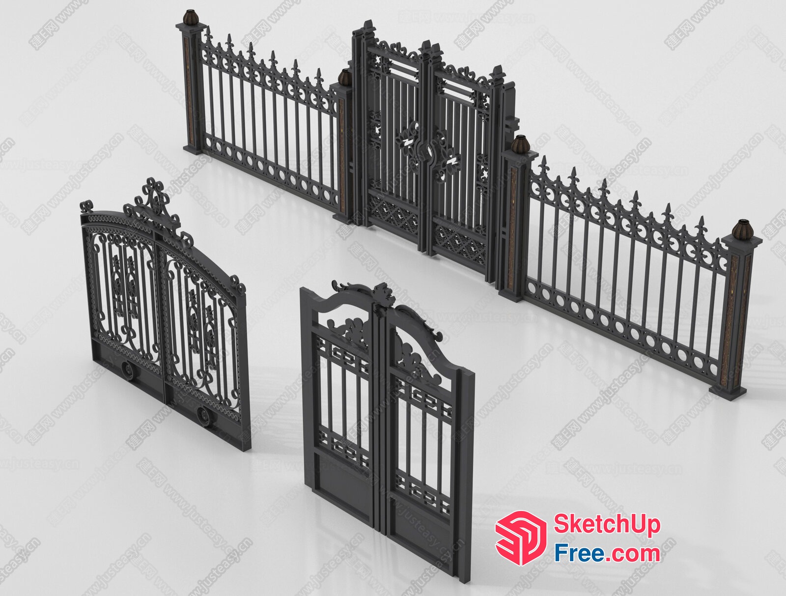 Ornate Metal Gate And Fence 3D SketchUp File