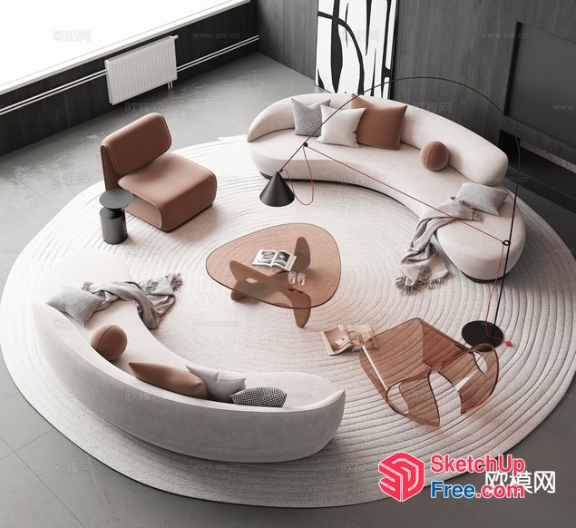 Elegant And Modern Living Room Interior Design 3D SketchUp File