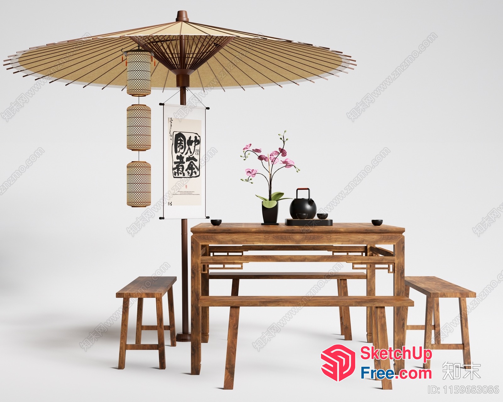Traditional Japanese Dining Setting 3D SketchUp File