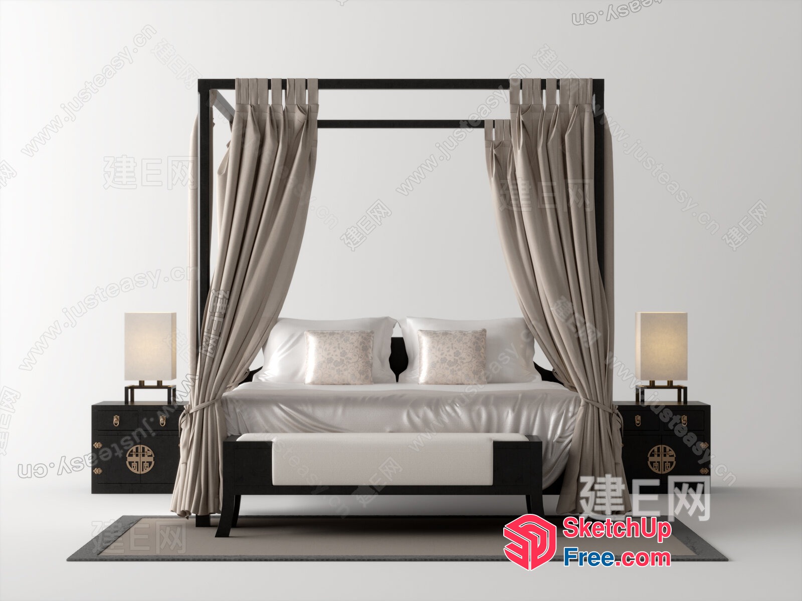 Elegant And Sophisticated Modern Bedroom Interior 3D SketchUp File