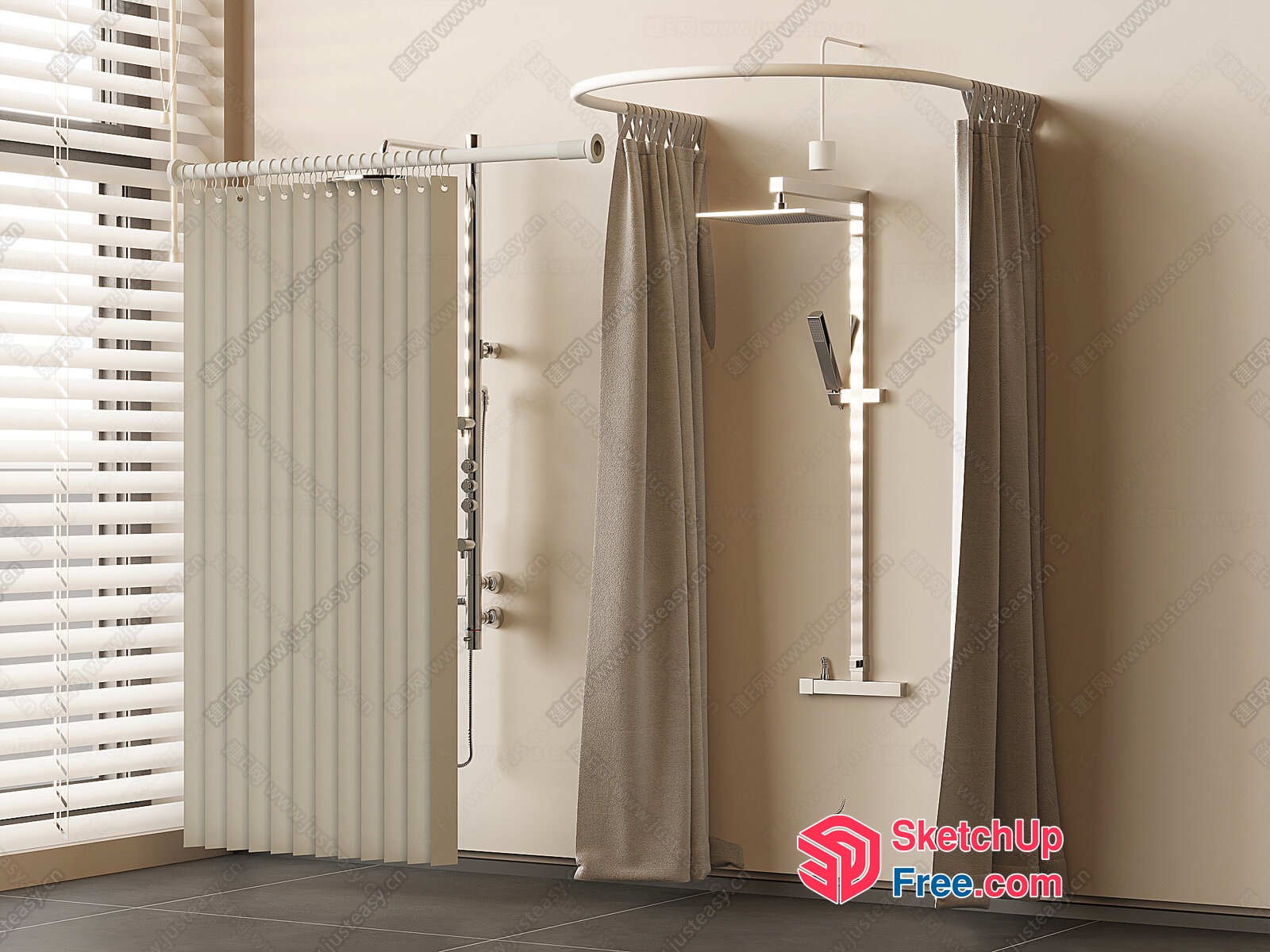 Modern Creamy Style Bathroom Partition 3D SketchUp File