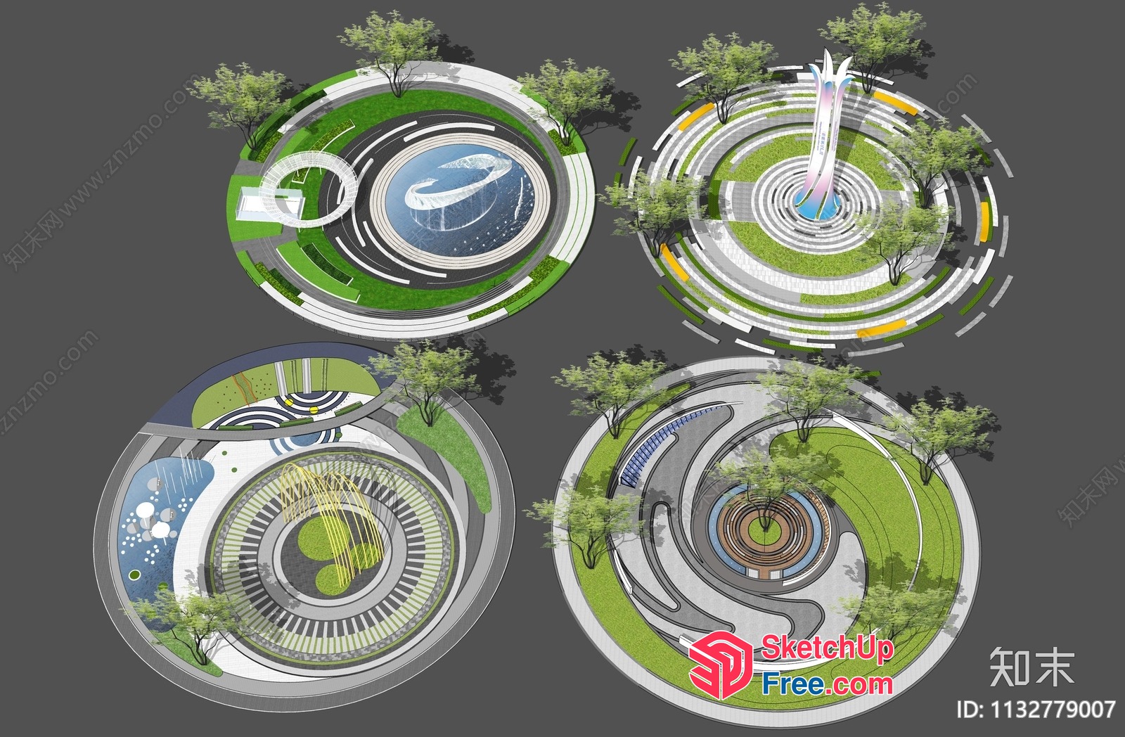 Futuristic Circular Cityscape 3D SketchUp File