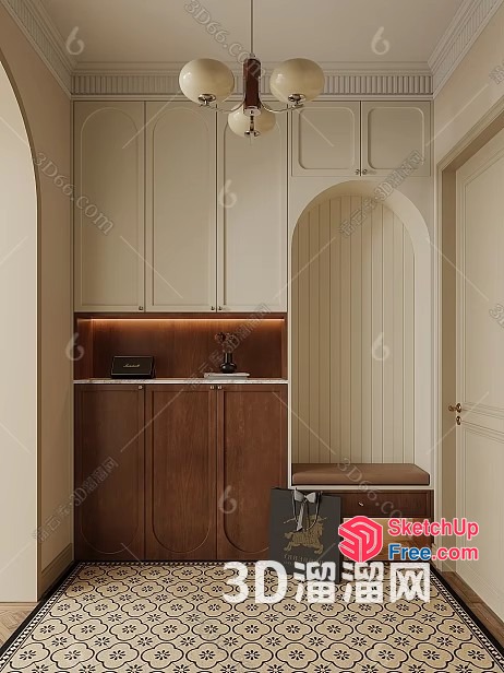Elegant And Sophisticated Entryway With Classic Moulding 3D SketchUp File